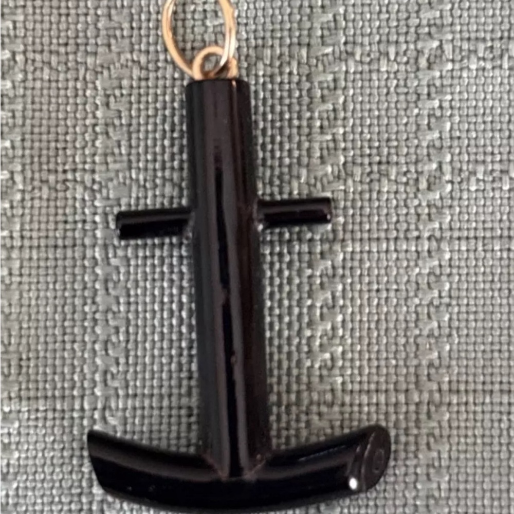 RARE! Vintage Bernard K Passman Black Coral Anchor Pendant - Signed BY BKP